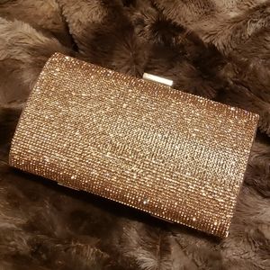 Inc gold rhinestone clutch